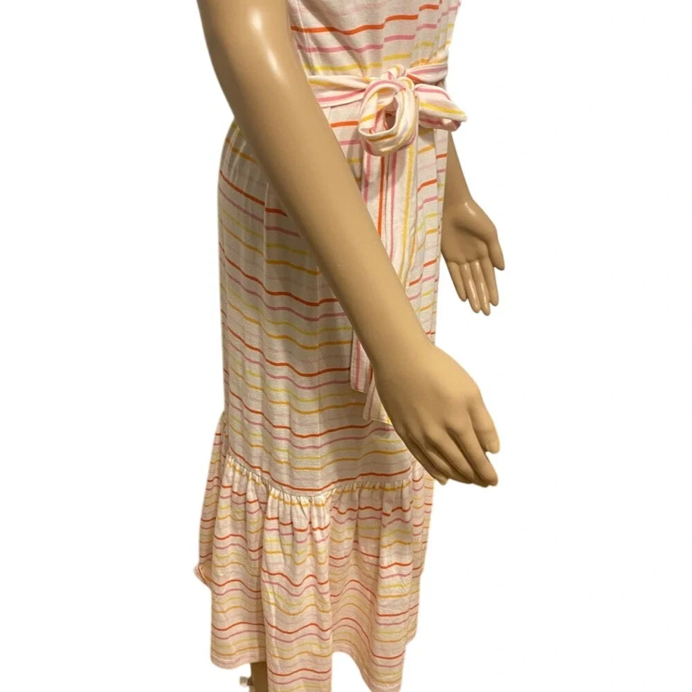 Striped‎ Midi Dress Sleeveless Tie Waist Casual Summer Sundress